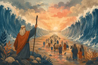 Moses Parting the Red Sea at Dawn
