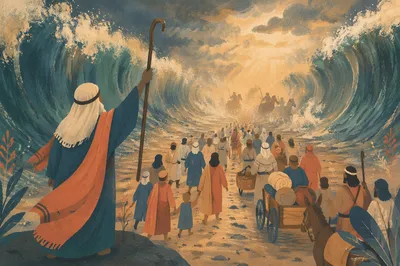 Moses Parting the Red Sea at Dawn