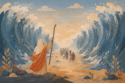 Moses Parting the Red Sea at Dawn