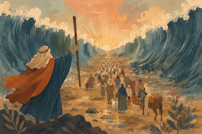 Moses Parting the Red Sea at Dawn