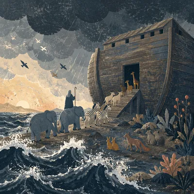 Noah’s Ark Animals Boarding in Storm
