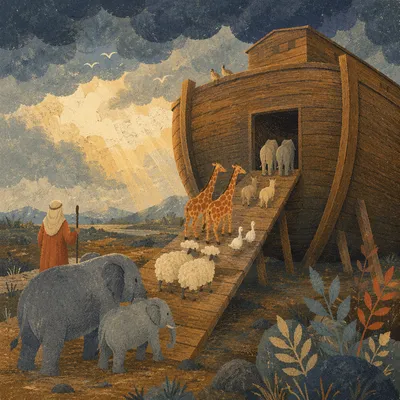 Noah Ark Animals Boarding Two by Two