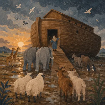 Noah Ark Animals Boarding at Dawn