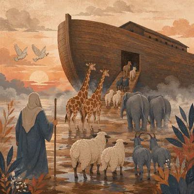 Noah’s Ark Animals Boarding at Dawn