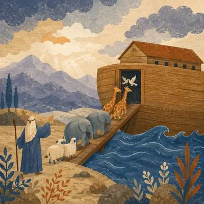 Noah's Ark Animals Boarding at Dawn