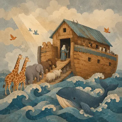 Noah Ark Animals Boarding Two by Two