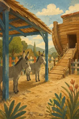 Noah's Ark Donkeys Boarding Two by Two