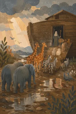 Noah Ark Animals Boarding at Dawn