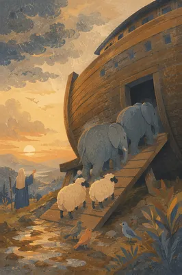 Noah’s Ark Animals Boarding at Dawn