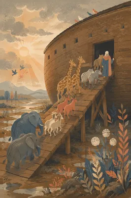 Noah’s Ark Animals Boarding at Dawn