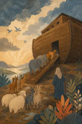 Noah’s Ark Animals Boarding at Dawn