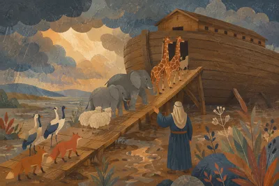 Noah Ark Animals Boarding at Dawn