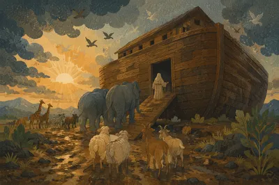 Noah’s Ark Animals Boarding at Dawn