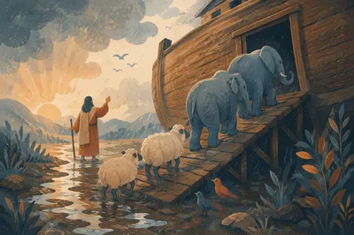Noah’s Ark Animals Boarding at Dawn