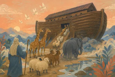 Noah’s Ark Animals Boarding at Dawn