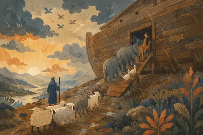 Noah’s Ark Animals Boarding at Dawn