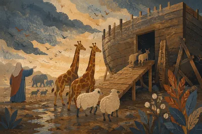 Noah Ark Animals Boarding Two by Two