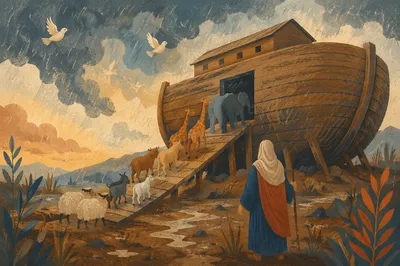 Noah’s Ark Animals Boarding at Dawn