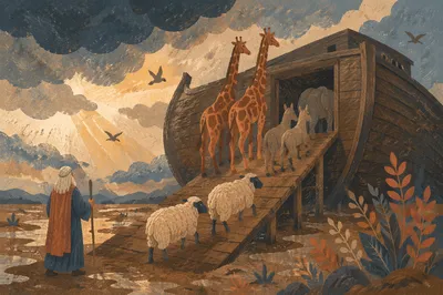 Noah’s Ark Animals Boarding Before the Storm
