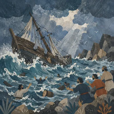 Paul Shipwreck in Malta Storm Sea