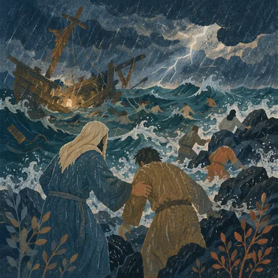 Paul Shipwreck on Malta Stormy Coast