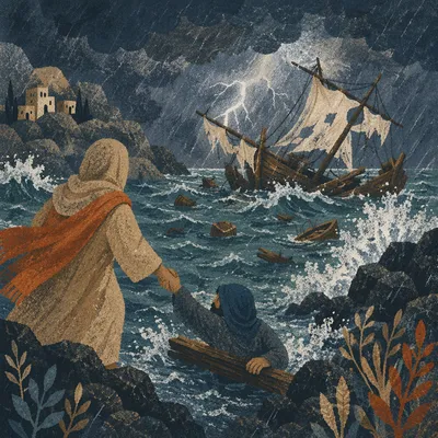 Paul Shipwreck Near Malta in Storm