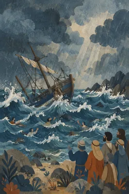 Paul Shipwreck in Malta Stormy Sea