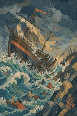 Paul Shipwreck in Malta Storm Sea