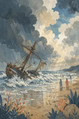 Paul Shipwreck on Malta Stormy Shore