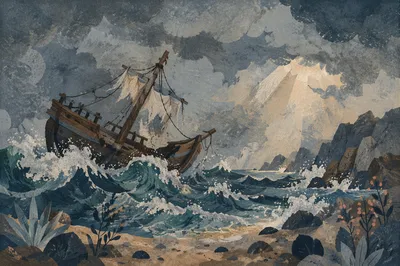 Paul Shipwreck Near Malta in Storm