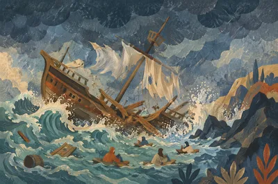 Paul Shipwreck Storm Near Malta Shore