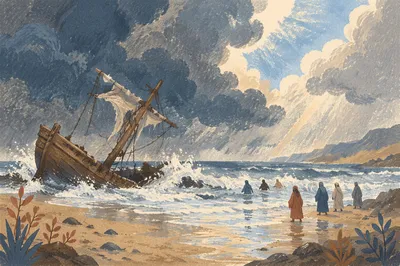 Paul Shipwreck on Malta Stormy Shore