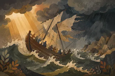 Paul Shipwreck Near Malta in Storm