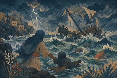 Paul Shipwreck Near Malta in Storm