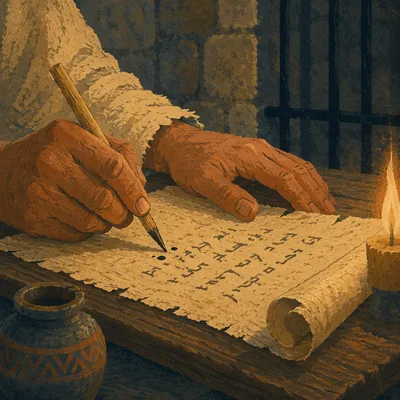 Paul Writing Letter by Candlelight in Prison