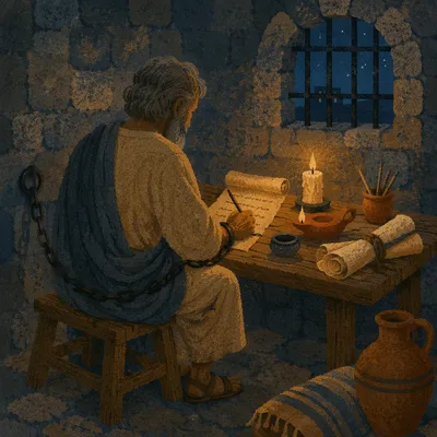 Paul Writing a Prison Letter by Candlelight