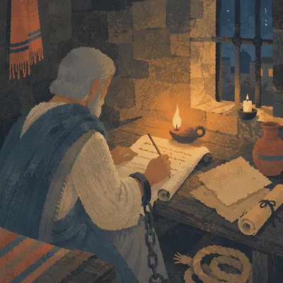 Paul Writing by Candlelight in Prison