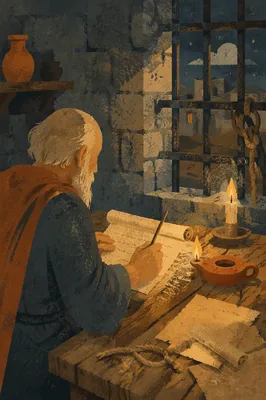 Paul Writing by Candlelight in Prison