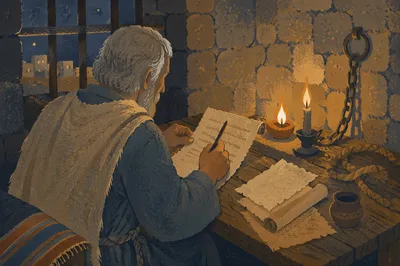 Paul Writing in Prison by Candlelight