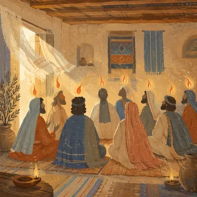Pentecost Fire in the Upper Room