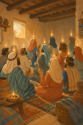 Pentecost Fire in the Upper Room