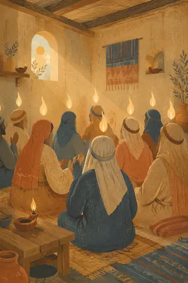 Pentecost Fire Tongues in the Upper Room