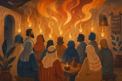 Pentecost Fire in the Upper Room
