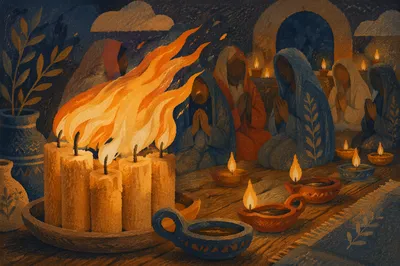 Pentecost Fire Tongues in the Upper Room