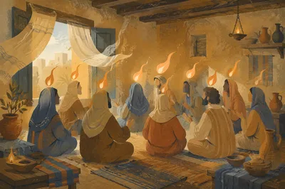 Pentecost Fire in the Upper Room