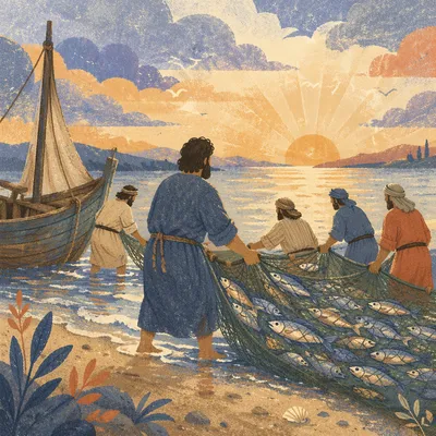 Peter and the Miraculous Catch at Dawn