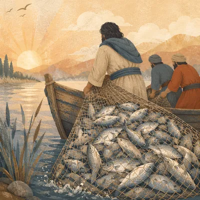 Miraculous Catch at Dawn on the Lake