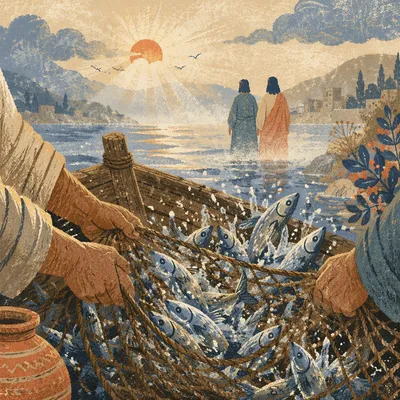 Peter Pulls the Miraculous Fishing Net