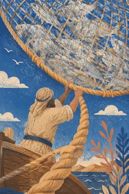 Miraculous Catch Fishing Net Over Galilee
