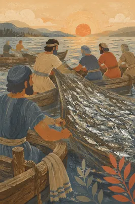 Miraculous Catch of Fish at Dawn